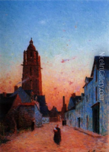 Rue Du Bourg De Batz Oil Painting - Ferdinand du Puigaudeau
