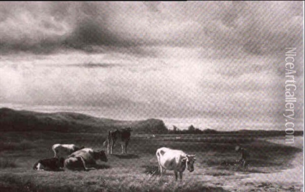 Rinderherde In Einer Weiten Landschaft Oil Painting - Hendrik Savry