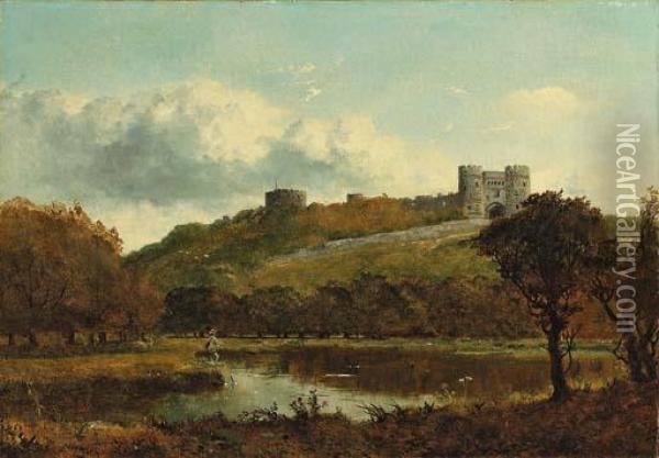 Carisbrooke Castle, Isle Of Wight Oil Painting - Edmund John Niemann, Snr.