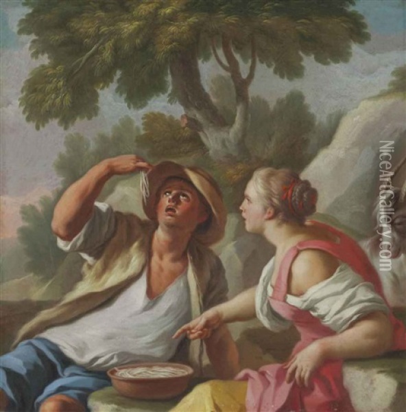 The Spaghetti-eaters Oil Painting - Pietro Bardellino