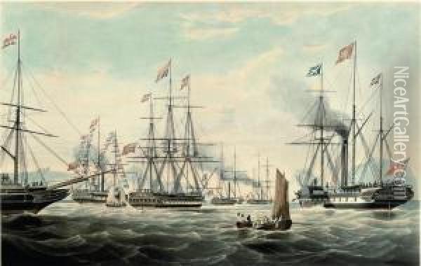 Yacht Conveying Her Majesty And Royal Consortto Edinburgh Oil Painting - William Huggins