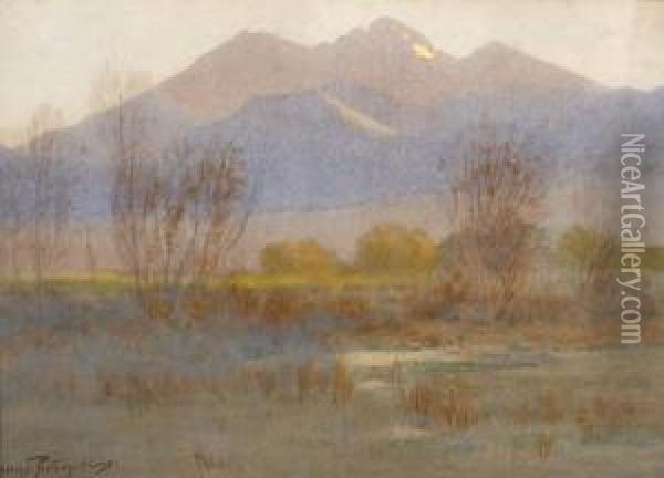 A Glimpse Of Long's Peak - Estes Park Colorado Oil Painting - Charles Partridge Adams