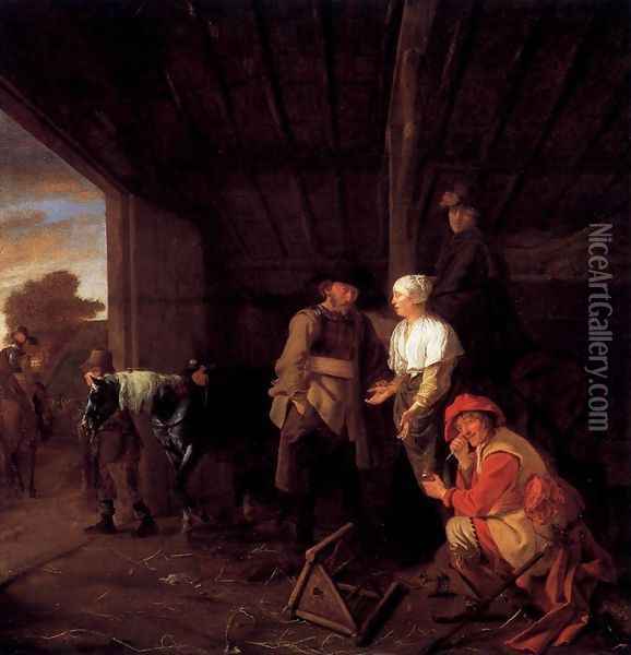 Paying the Hostess 1650-55 Oil Painting - Ludolf de Jongh