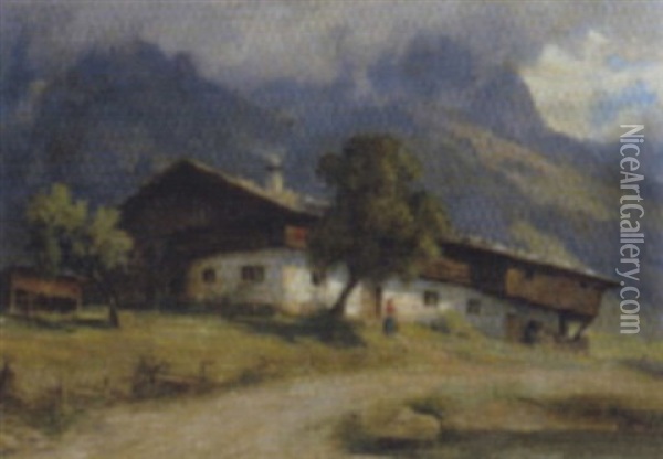 Bauernhof Oil Painting - Albert Maurer
