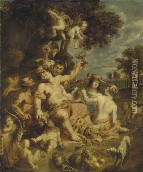 The Triumph Of Bacchus Oil Painting - Pauwels Casteels