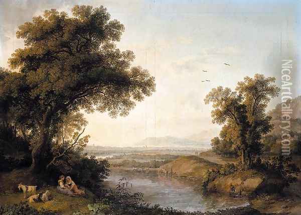 Italianate Landscape 1778 Oil Painting - Jacob Philipp Hackert