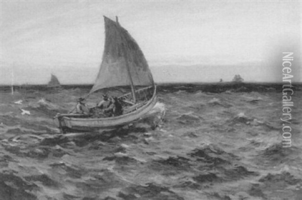 Ships At Sea Oil Painting - Charles Napier Hemy