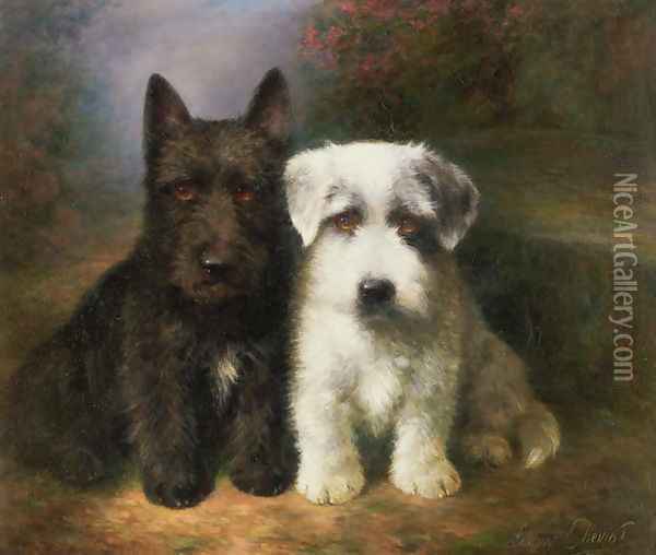 A Scottish and a Sealyham Terrier Oil Painting - Lilian Cheviot