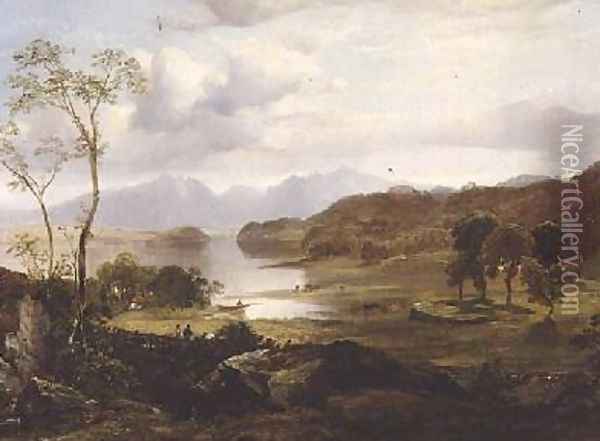 Loch Fad Arran in the Distance Oil Painting - Horatio McCulloch