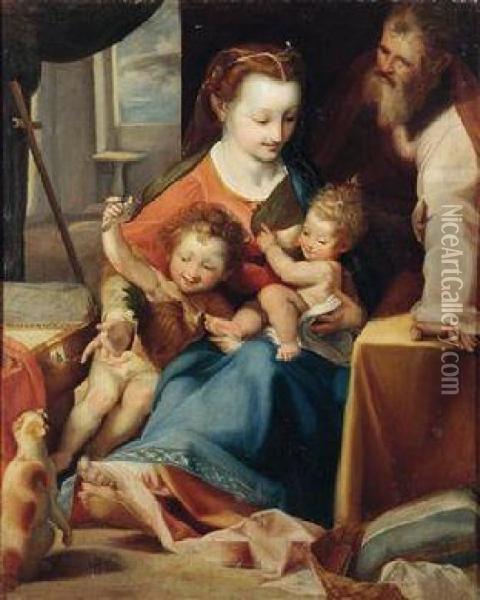 The Holy Family With St. John The Baptist Oil Painting - Federico Fiori Barocci