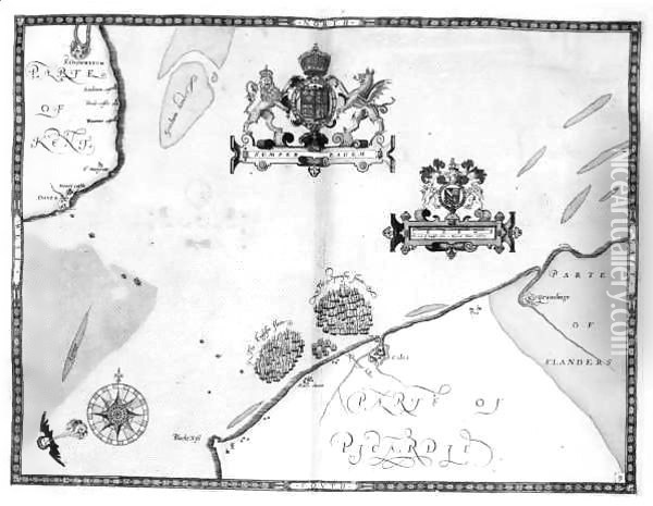 Map No.9 showing the route of the Armada fleet Oil Painting - Robert Adams
