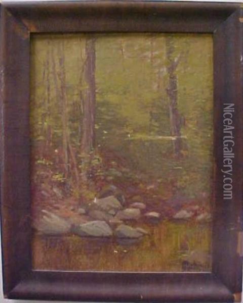 Forest And Pond Scene Oil Painting - Charles William H. Dicker