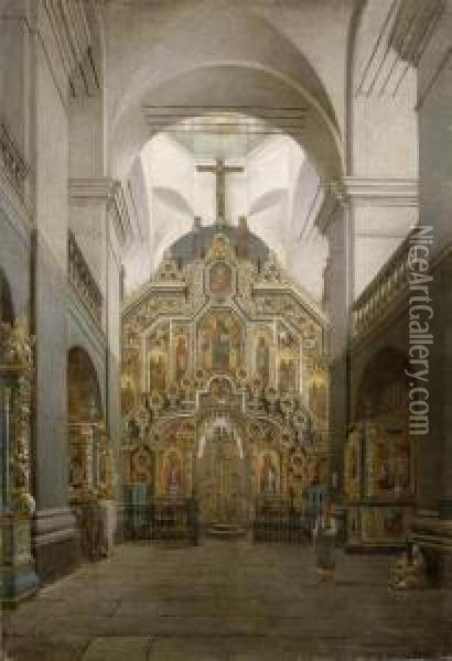 Interior Of Preobraschenski Cathedral Oil Painting - Petr Petrovich Vereshchagin