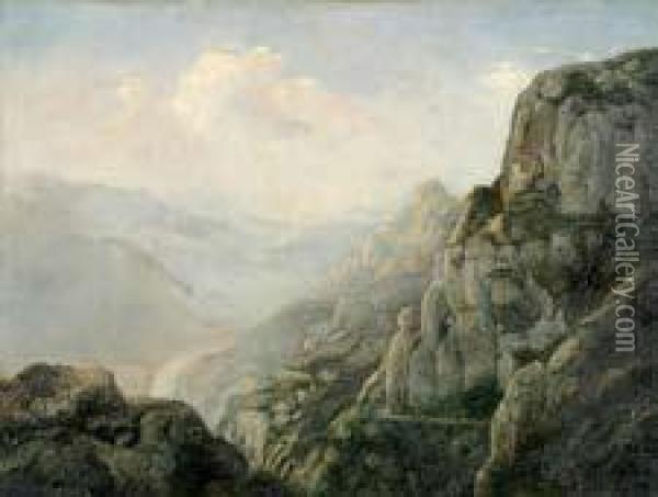 Montanas De Montserrat. Oil Painting - Enric Ferau