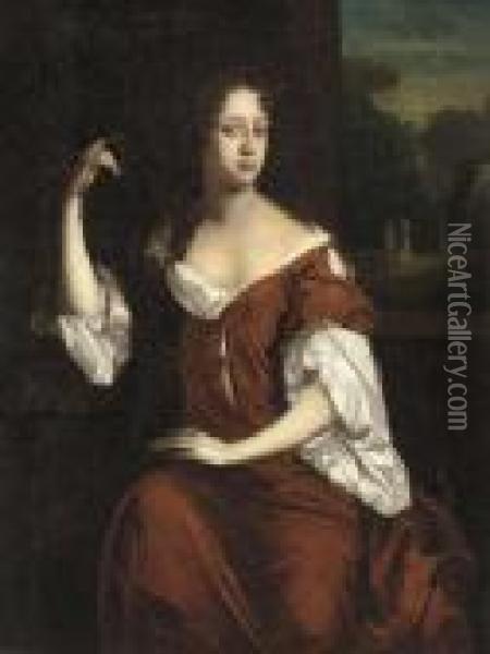 Portrait Of Lady Stapylton Oil Painting - William Wissing or Wissmig