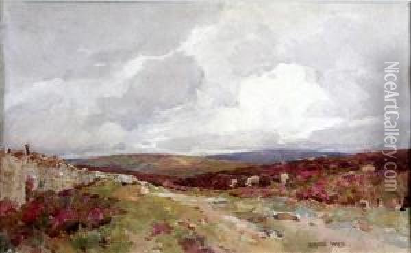 A Moorland View- Exmoor Oil Painting - Harold Waite