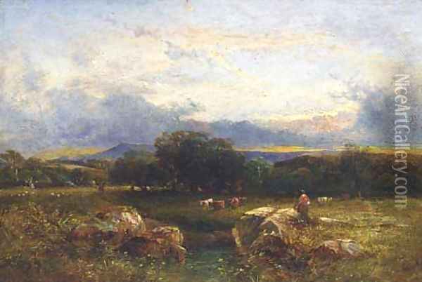 Sunset, Sussex Oil Painting - Anthony Vandyke Copley Fielding