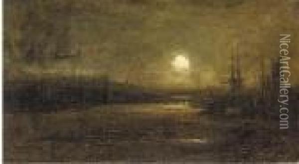 Inverness Under Moonlight Oil Painting - David Farquharson