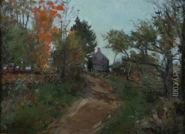 Barn In Fall Oil Painting - John Ward Dunsmore