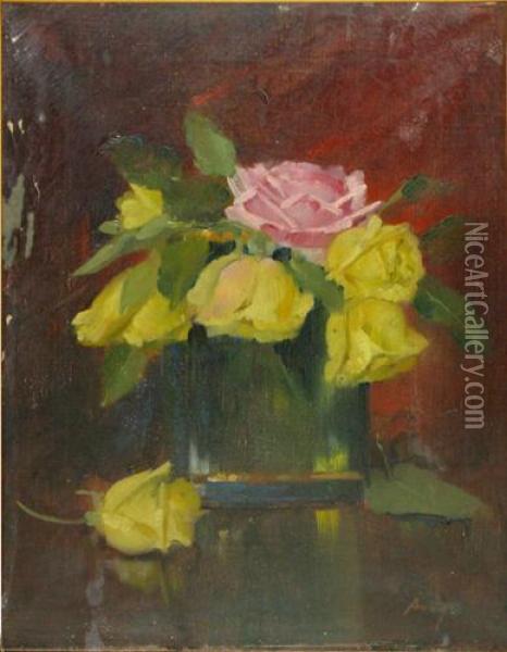 Flori Oil Painting - Nicolae Angelescu
