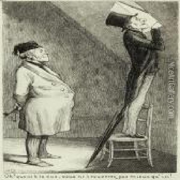 Oh! Quant A La Vue, Vous Ne Trouverez Pas Mieux Qu'ici Oil Painting - Honore Daumier