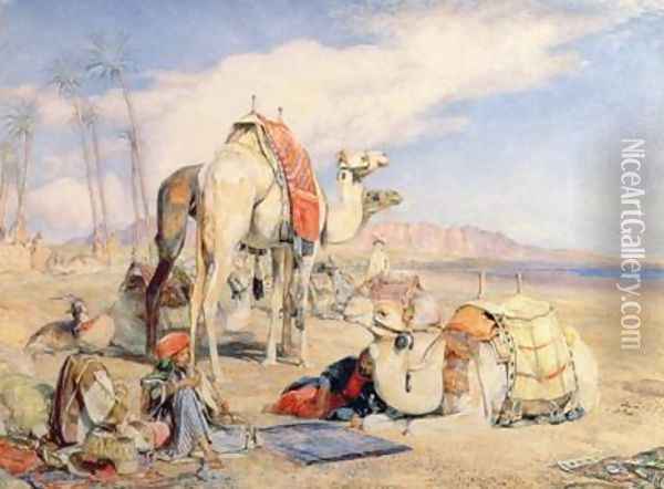 A Halt in the Desert Oil Painting - John Frederick Lewis