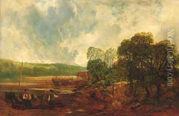 A creek on the Severn Oil Painting - John Wright Oakes