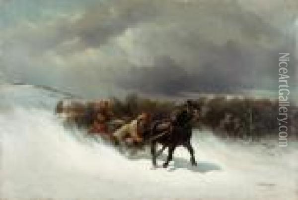 Chase Through The Snow Oil Painting - Nikolai Egorovich Sverchkov