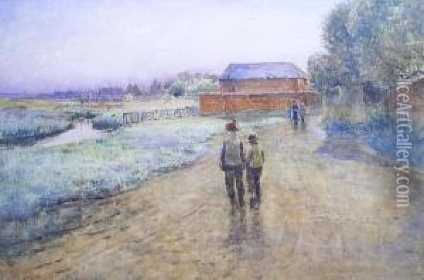 Two Little Trippers Oil Painting - Arthur George Bell