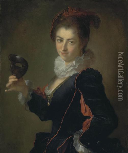 Portrait Of A Lady Oil Painting - Jean-Alexis Grimou