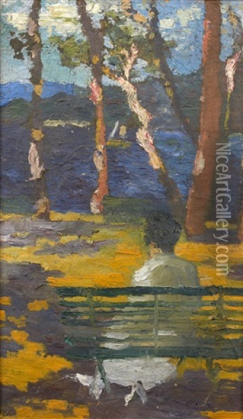 Jeune Femme Assise Au Bord Du Lac Oil Painting - Jean Peske