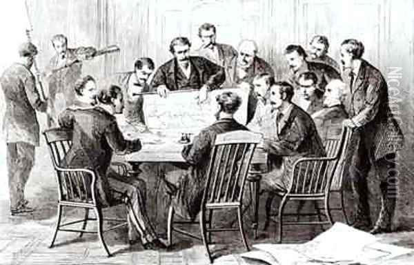 Cubans and Cuban emigres meeting in New York to plan an insurrection in Cuba Oil Painting - Davis, Theodore Russell