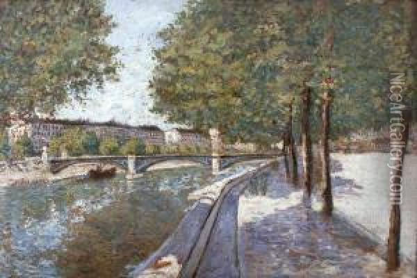 Le Pont Sur La Seine Oil Painting - Alexandre Perrier