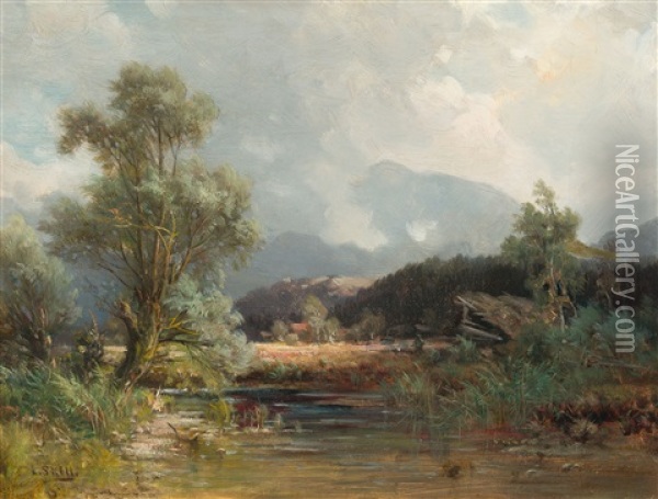 An Der Loisach Bei Schlehdorf Oil Painting - Ludwig Sckell