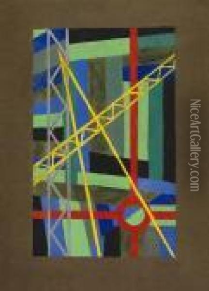 Komposition Oil Painting - Laszlo Moholy-Nagy