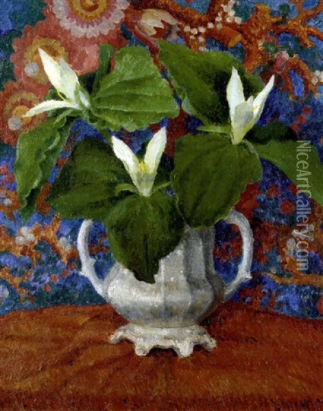 Flowers In A Two-handled Vase Oil Painting - Dora Carrington