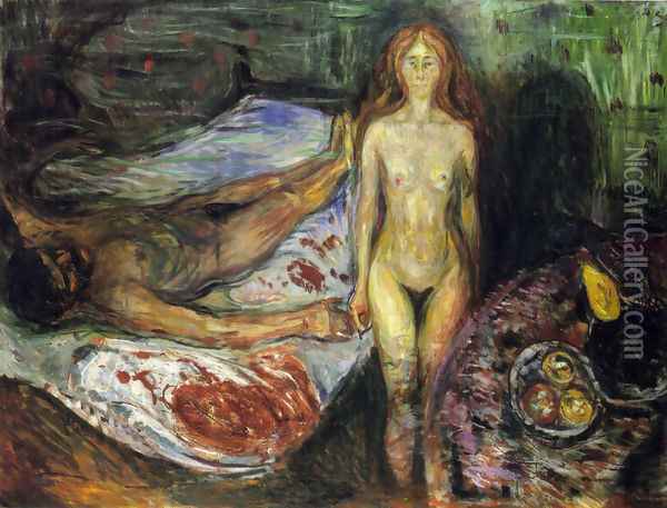 The Death of the husband 1907 Oil Painting - Edvard Munch