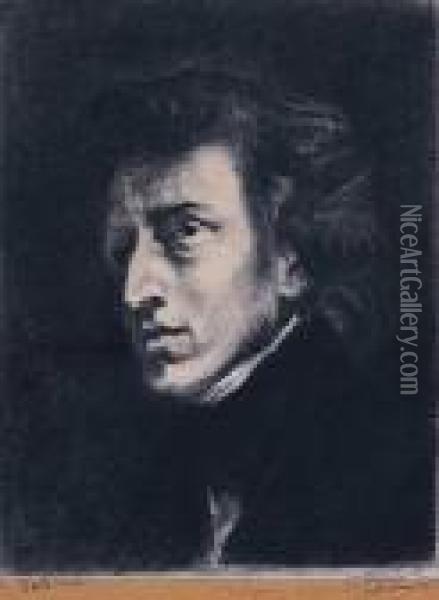 Chopin Wg Eugene Delacroix Oil Painting - Leon Wyczolkowski