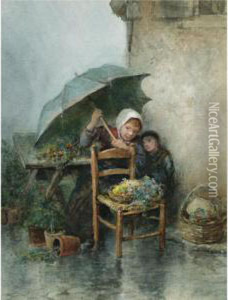 Caught In The Showers Oil Painting - Jan Mari Henri Ten Kate