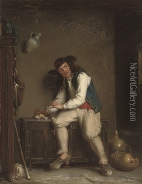The Miser Oil Painting - Theodore Bernard de Heuvel