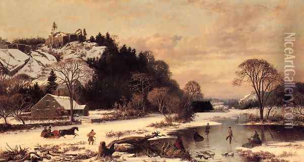 A Winter's Day Oil Painting - Joseph Morviller