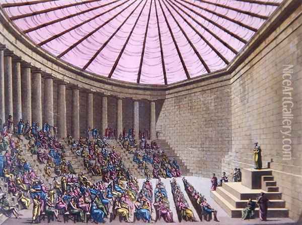 The Odeon in the time of Pericles, illustration from 'Il Costumo Antico e Moderno' 1815-34 Oil Painting - G. Castellini