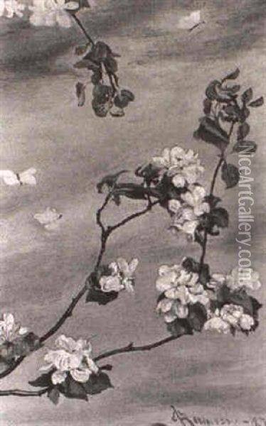 Apple Blossom Oil Painting - William John Hennessy