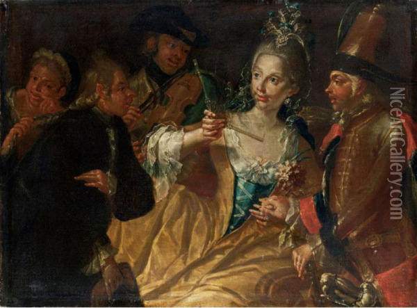 Vico Equense O Sorrento C. 1730 Oil Painting - Carlo Amalfi