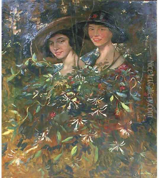 Amongst flowering honeysuckle Oil Painting - Willem Maris