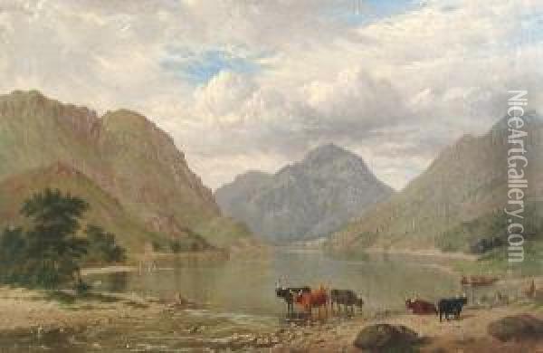 'loch Lubnaig From The South' 'james Roberts, 1865' (lower Right) And Inscribed Verso Oil Painting - James, Leeds Of Roberts