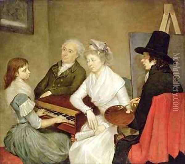 Self Portrait with Family Oil Painting - Georg Ludwig Eckhardt