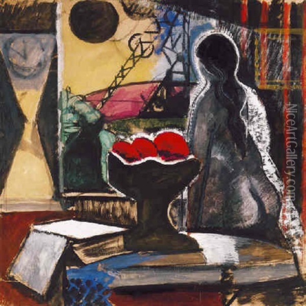 No Ablaknal (woman By The Window) Oil Painting - Istvan Farkas