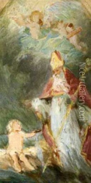 Bischof Mit Engeln Oil Painting - Horazio Gaigher
