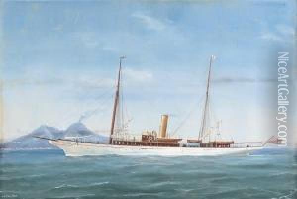 The Famous U.s. Steam Yacht Oil Painting - Antonio de Simone